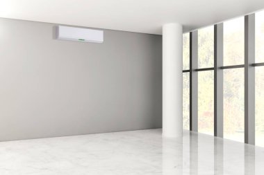 büyük lüks modern parlak iç oturma odası klimalı illüstrasyon 3d render