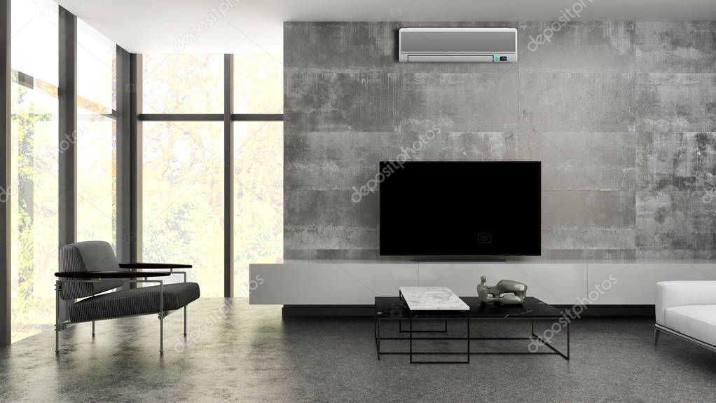 large luxury modern bright interiors with air conditioning illus