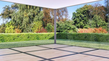 büyük lüks modern parlak iç Oda illüstrasyon 3d render