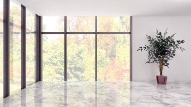 büyük lüks modern parlak iç Oda illüstrasyon 3d render