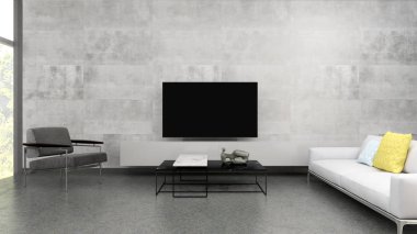 büyük lüks modern parlak iç Oda illüstrasyon 3d render