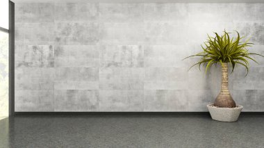 büyük lüks modern parlak iç Oda illüstrasyon 3d render