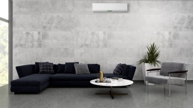 büyük lüks modern parlak iç mekanları ile Klima illus