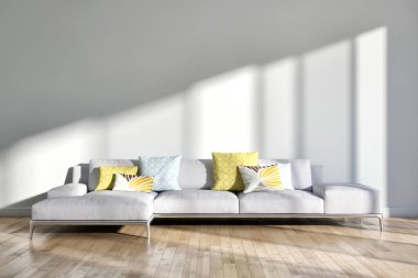 büyük lüks modern parlak iç Oda illüstrasyon 3d render