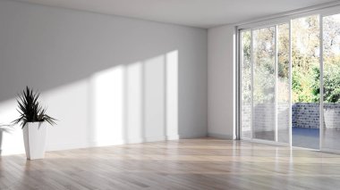 büyük lüks modern parlak iç Oda illüstrasyon 3d render