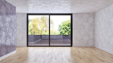 büyük lüks modern parlak iç Oda illüstrasyon 3d render