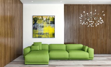 büyük lüks modern parlak iç Oda illüstrasyon 3d render