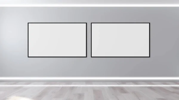 Grote luxe moderne lichte interieur met mock up verlichte wissellijst ik — Stockfoto