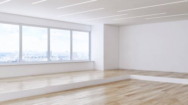 büyük lüks modern parlak iç Oda illüstrasyon 3d render