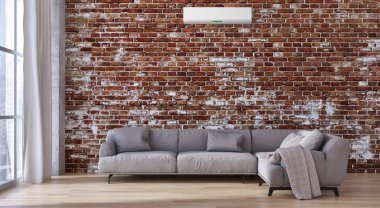 büyük lüks modern parlak iç mekanları ile Klima illus