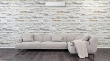 büyük lüks modern parlak iç mekanları ile Klima illus