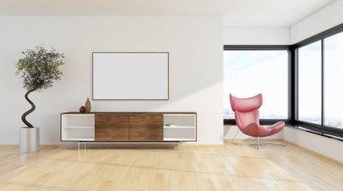 büyük lüks modern parlak iç Oda illüstrasyon 3d render