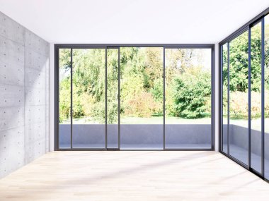 büyük lüks modern parlak iç Oda illüstrasyon 3d render