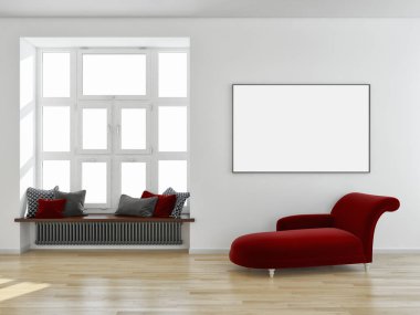 büyük lüks modern parlak iç Oda illüstrasyon 3d render