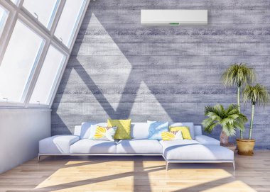 büyük lüks modern parlak iç mekanları ile Klima illus