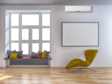 büyük lüks modern parlak iç mekanları ile Klima illus