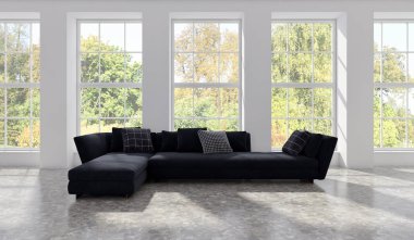 büyük lüks modern parlak iç Oda illüstrasyon 3d render