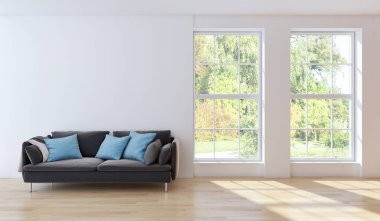 büyük lüks modern parlak iç Oda illüstrasyon 3d render