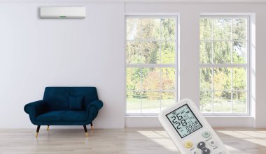 büyük lüks modern parlak iç mekanları ile Klima illus