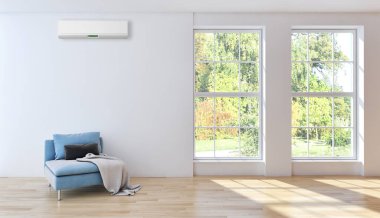 büyük lüks modern parlak iç mekanları ile Klima illus