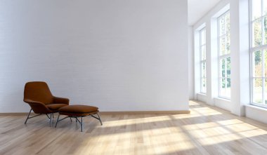 büyük lüks modern parlak iç Oda illüstrasyon 3d render