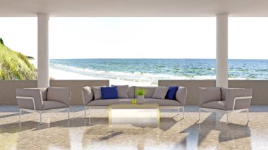 büyük lüks modern parlak iç Oda illüstrasyon 3d render