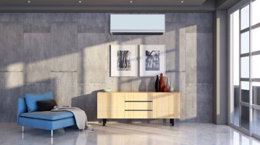 büyük lüks modern parlak iç mekanları ile Klima illus