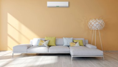 büyük lüks modern parlak iç mekanları ile Klima illus