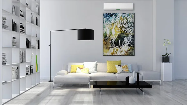 Grands intérieurs lumineux modernes de luxe avec climatisation illus — Photo