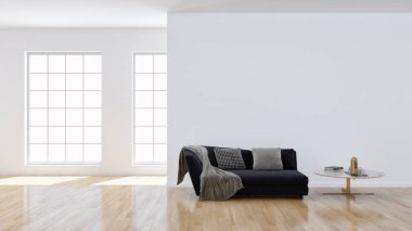 büyük lüks modern parlak iç Oda illüstrasyon 3d render