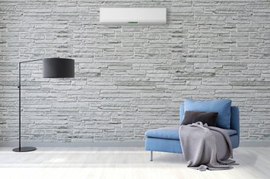 büyük lüks modern parlak iç mekanları ile Klima illus