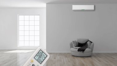 büyük lüks modern parlak iç mekanları ile Klima illus