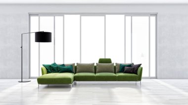 büyük lüks modern parlak iç Oda illüstrasyon 3d render