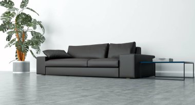 büyük lüks modern parlak iç Oda illüstrasyon 3d render