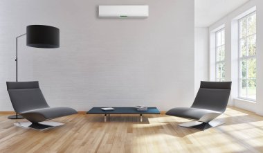 büyük lüks modern parlak iç mekanları ile Klima illus