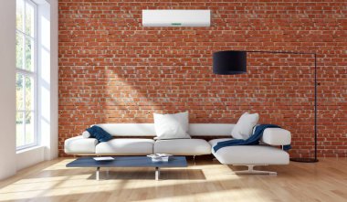 büyük lüks modern parlak iç mekanları ile Klima illus