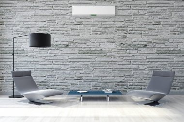 büyük lüks modern parlak iç mekanları ile Klima illus