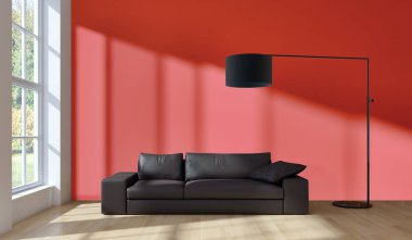 büyük lüks modern parlak iç Oda illüstrasyon 3d render