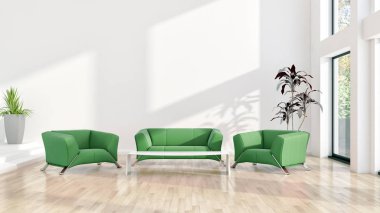 büyük lüks modern parlak iç Oda illüstrasyon 3d render