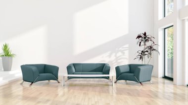 büyük lüks modern parlak iç Oda illüstrasyon 3d render