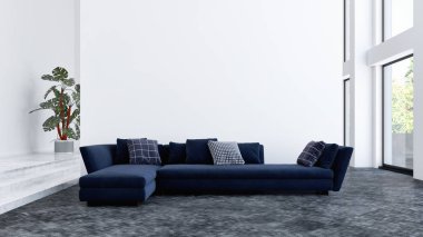 büyük lüks modern parlak iç Oda illüstrasyon 3d render