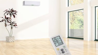 büyük lüks modern parlak iç mekanları ile Klima illus