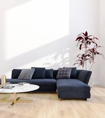 büyük lüks modern parlak iç Oda illüstrasyon 3d render