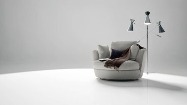 büyük lüks modern parlak iç Oda illüstrasyon 3d render