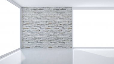 büyük lüks modern parlak iç Oda illüstrasyon 3d render