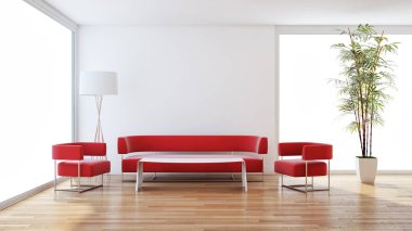 büyük lüks modern parlak iç Oda illüstrasyon 3d render