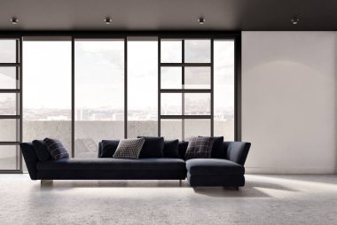 büyük lüks modern parlak iç Oda illüstrasyon 3d render