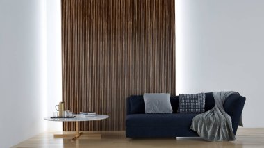 büyük lüks modern parlak iç Oda illüstrasyon 3d render