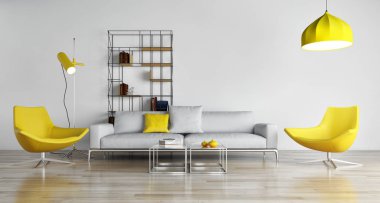 büyük lüks modern parlak iç Oda illüstrasyon 3d render