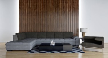 büyük lüks modern parlak iç Oda illüstrasyon 3d render